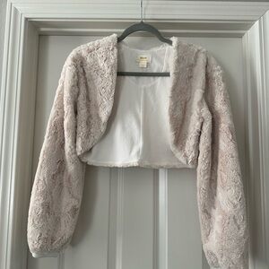 Anthropologie Cream Textured Cropped Jacket